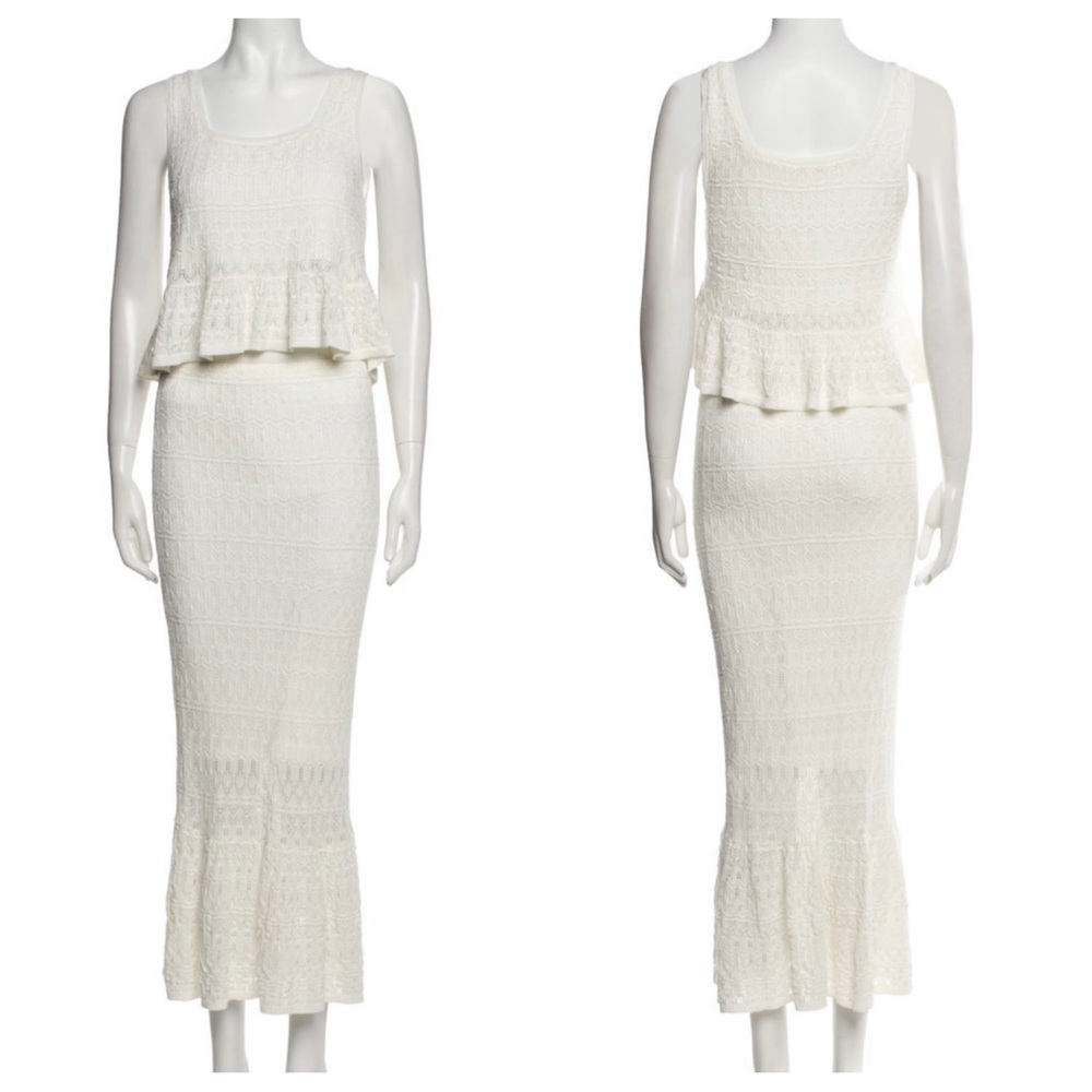 House of Harlow Cream Crochet Skirt Set